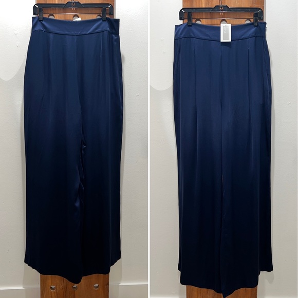 ๐ INTERMIX Navy Siobhan Silk Wide-Leg Pants - Picture 10 of 15